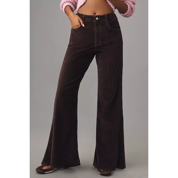 Anthropologie Denim - The Adi Corduroy Mid-Rise Flare Jeans by Pilcro BROWN 20W